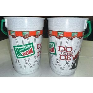 Lot of 2 Vintage 90s Whirley USA The Bucket 44oz Mountain Dew Basketball Promoti